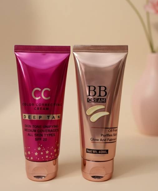EMRIKA BB + CC cream for all skin types, foundation, for fairness ( 40 ml) (Pack of 2 ) Foundation