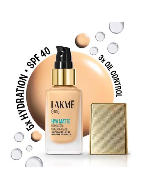 Lakmé 9to5 Hya Matte Foundation + Hyaluronic Acid Warm Creme - 25ml Foundation