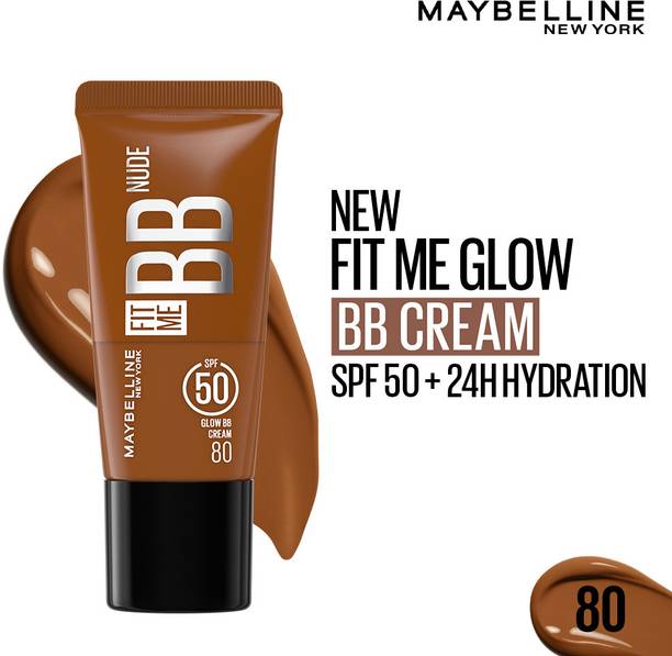MAYBELLINE NEW YORK Fit Me Glow BB Cream, SPF 50, 24H Hydration, Niacinamide Foundation