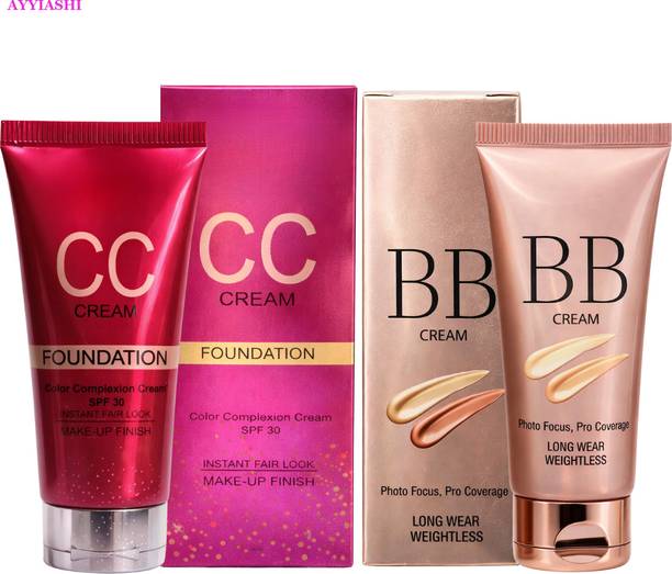AYYIASHI Bb Cc Cream For Women Natural Glow Lightweight All Skin Types Duo Pack Foundation