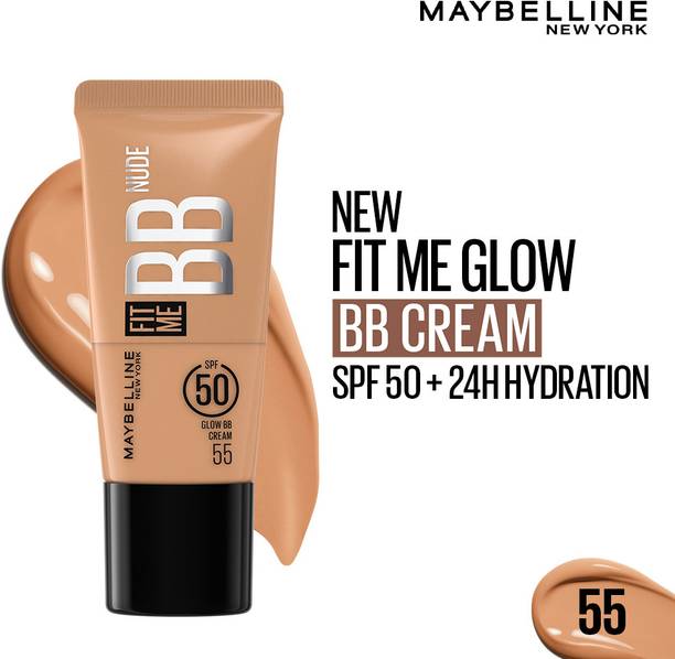 MAYBELLINE NEW YORK Fit Me Glow BB Cream, SPF 50, 24H Hydration, Niacinamide Foundation