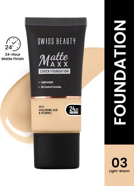 SWISS BEAUTY Matte Maxx Cover Foundation24- Hours Oil Control with Hyaluronic Acid Foundation