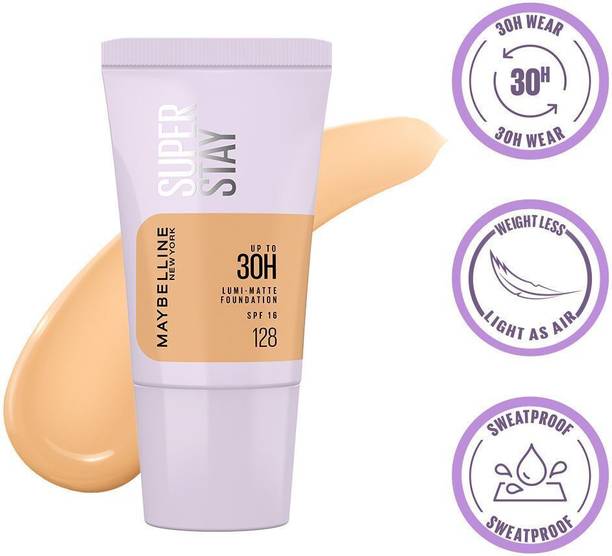 MAYBELLINE NEW YORK Super Stay Lumi-Matte Foundation-128, 30H Wear, Lightweight, Suits all skintypes Foundation