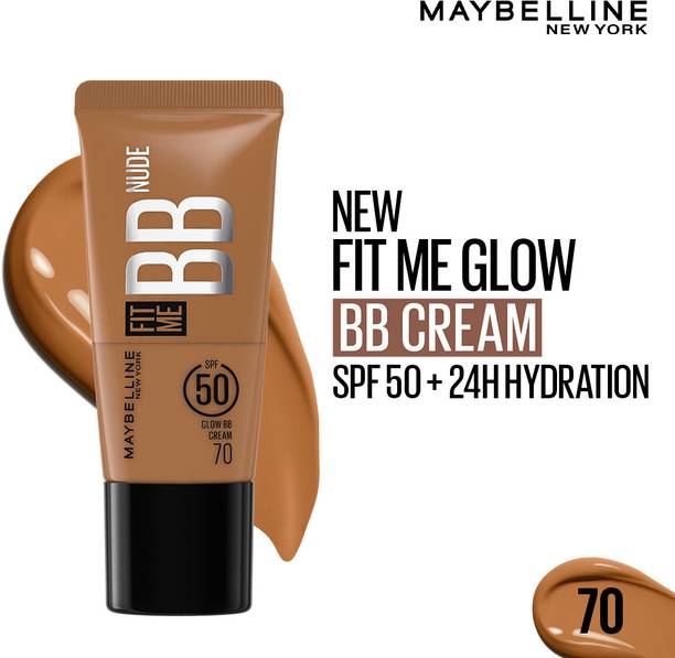 MAYBELLINE NEW YORK Fit Me Glow BB Cream, SPF 50, 24H Hydration, Niacinamide Foundation