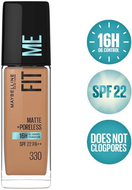 MAYBELLINE NEW YORK Fit Me Matte+Poreless Liquid Foundation (With Pump & SPF 22), 330 Toffee Foundation