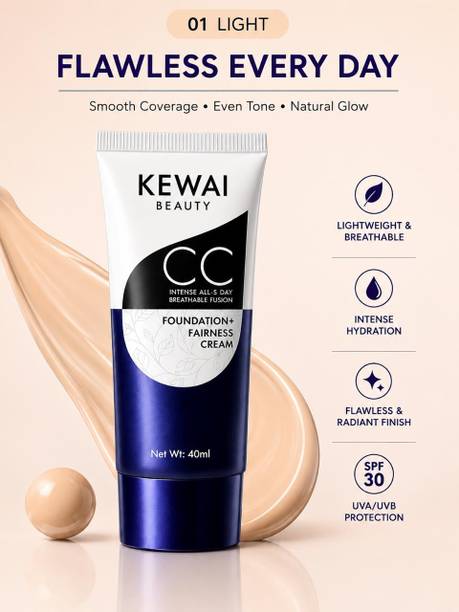KEWAI BEAUTY CC Cream Foundation+ Fairness SPF 30 | Lightweight & Hydrating | Foundation