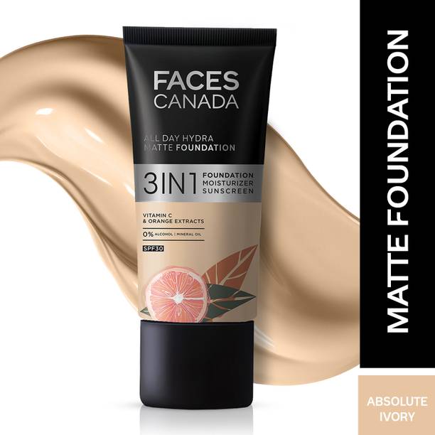 फेसेस कनाडा All Day Hydra Matte Foundation | 3 in 1 - Foundation + Moisturizer + SPF 30 Foundation