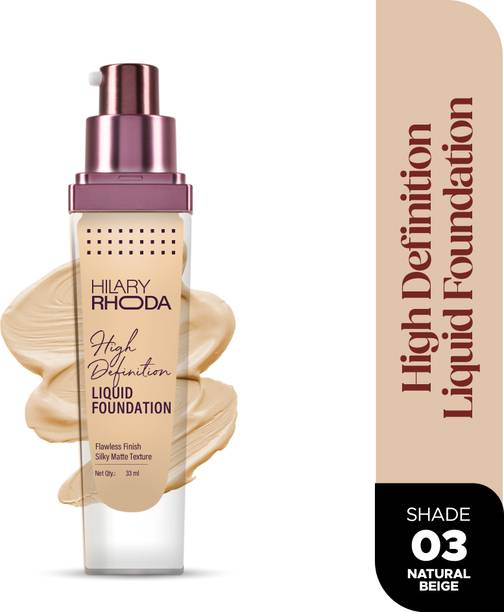 Hilary Rhoda High Definition Foundation | Hides Pores & Blemishes | Blendable & Matte Formula Foundation
