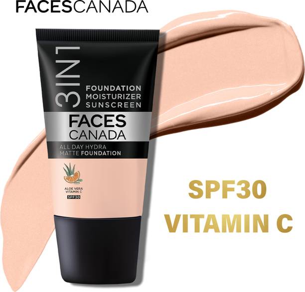 FACES CANADA All Day Hydra Matte | 3 in 1 Moisturizer + SPF 30 + Waterproof Foundation