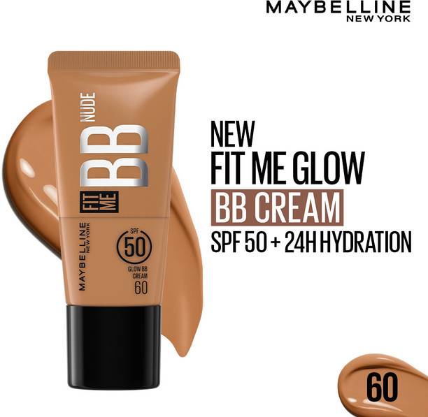 MAYBELLINE NEW YORK Fit Me Glow BB Cream, SPF 50, 24H Hydration, Niacinamide Foundation