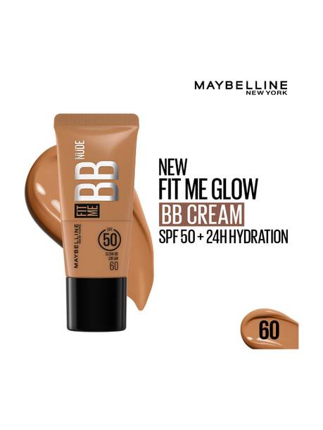 MAYBELLINE NEW YORK Fit Me Glow BB Cream, SPF 50, 24H Hydration, Niacinamide Foundation