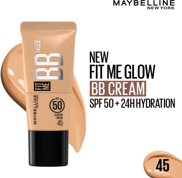 MAYBELLINE NEW YORK Fit Me Glow BB Cream, SPF 50, 24H Hydration, Niacinamide Foundation