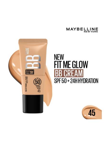 MAYBELLINE NEW YORK Fit Me Glow BB Cream, SPF 50, 24H Hydration, Niacinamide Foundation