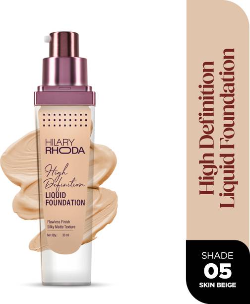 Hilary Rhoda High Definition Foundation | Hides Pores & Blemishes | Blendable & Matte Formula Foundation