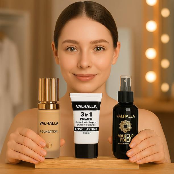 Valhalla Primer, Foundation & Makeup Fixer Combo | Long Lasting | All Skin Types Foundation