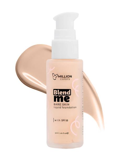 Million Colors Blend Me Bare Skin Waterproof Liquid Foundation for Oily & Dry Skin with SPF 50 Foundation