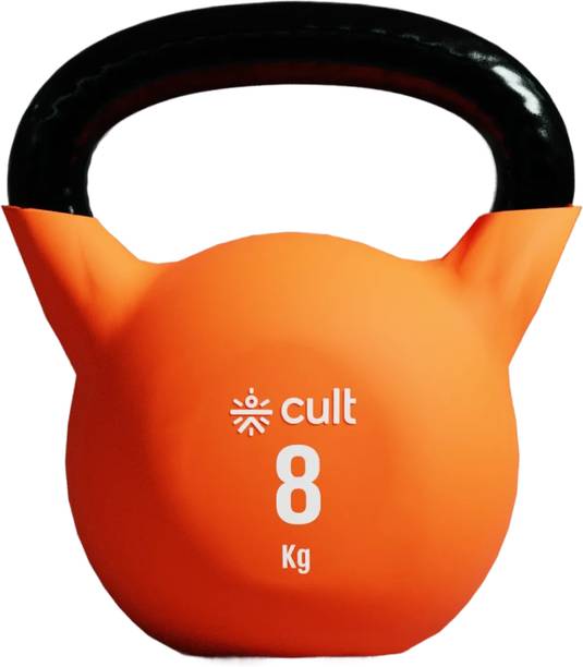Cult 8kg Neoprene Anti-Slip Grip Colored Kettlebell for Home Workout - Orange Kettlebell