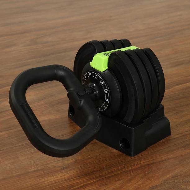 Cult 10Kg Adjustable Kettlebell | 12-in-1 Quick Select Weight Dial | Compact Non Slip Black Kettlebell