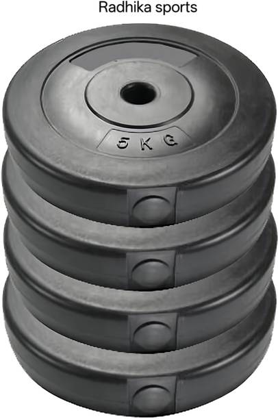 Radhikasports 20 Kg (4*5)PVC Weight Plate (Best Quality for Home Usage) Black Weight Plate