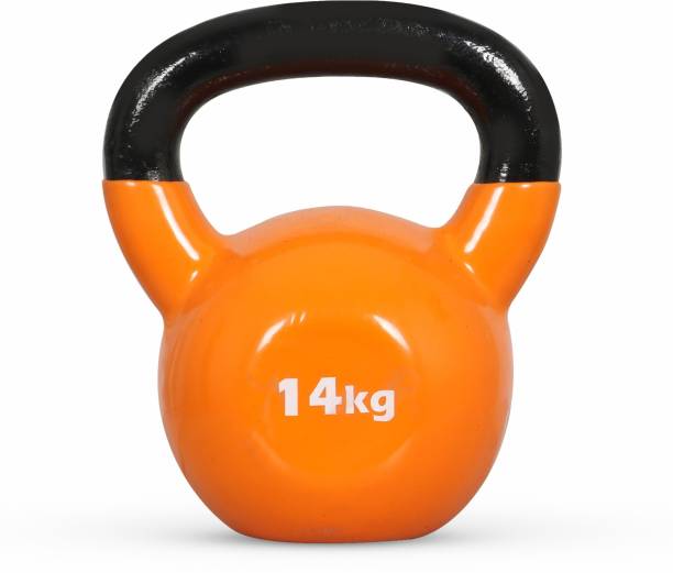 VECTOR X Vinyl Half Coating Kettle Bell for Gym & Workout 14 Kg Orange Kettlebell