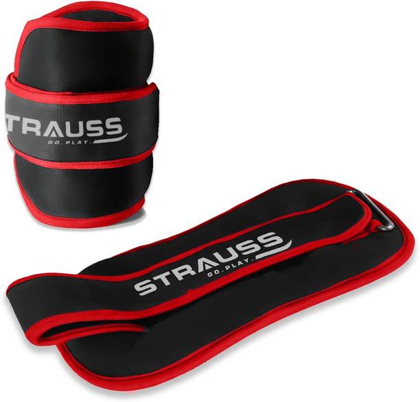 Strauss (0.5 Kg x 2) Round Shape Ankle Weight | Wrist & Leg Weight, 0.5Kg Each, Pair Red, Black Ankle & Wrist Weight