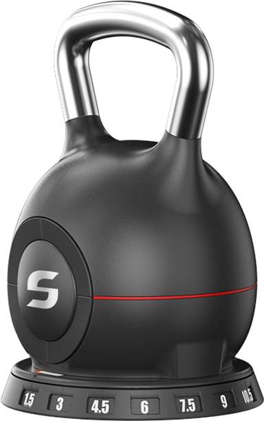 Sparnod Fitness SK-12 7-in-1 One-Hand Adjustment Compact Full-Body Workouts Black Kettlebell