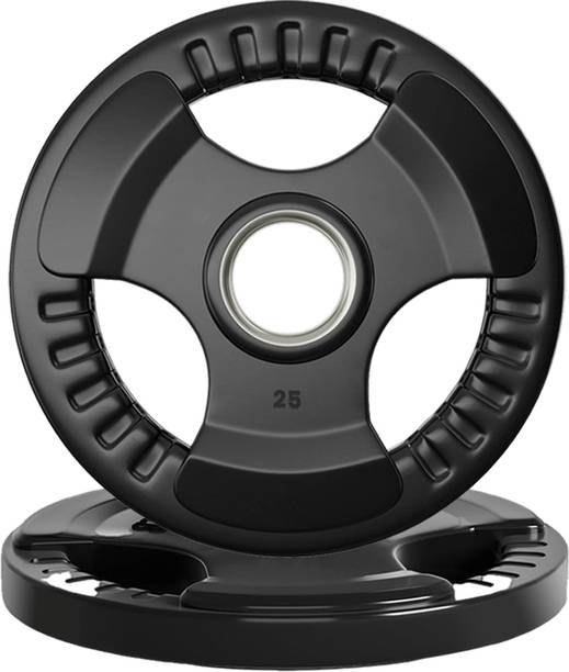 FITRXX Finger Weight Plates - 25Kg×2 Rubber Coated for Home Gym, Dumbbells, Exercise Black Weight Plate