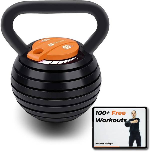 Flexnest Flexikettle 7-in-1 Adjustable Kettlebells With 20 lbs & 40 lbs Adjustable Weights Black, Orange Kettlebell
