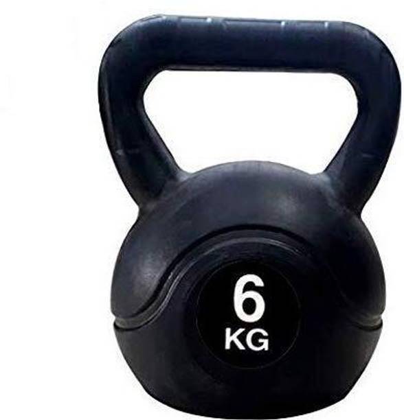 D FIT (6KG) Kettle bell For Cardio Training Home & Gym Fitness Workout Black Kettlebell