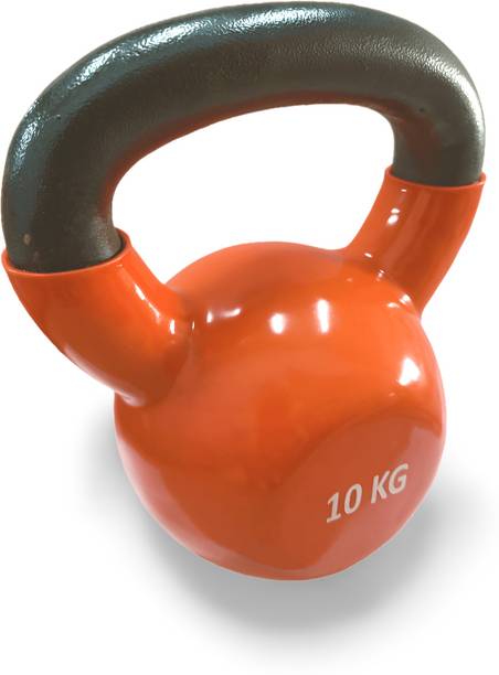 SRIDAYA 10kg Vinyl Coated Cast Iron Kettlebell for men & Women Orange, Black Kettlebell
