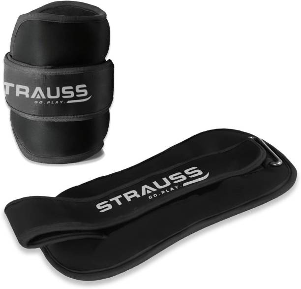 Strauss (1.5 Kg x 2) Round Shape Ankle Weight | Wrist & Leg Weight, 1.5Kg Each, Pair Black Ankle & Wrist Weight