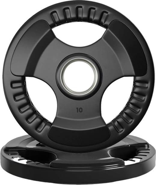 FITRXX Finger Weight Plates - 10Kg×2 Rubber Coated for Home Gym, Dumbbells, Exercise Black Weight Plate