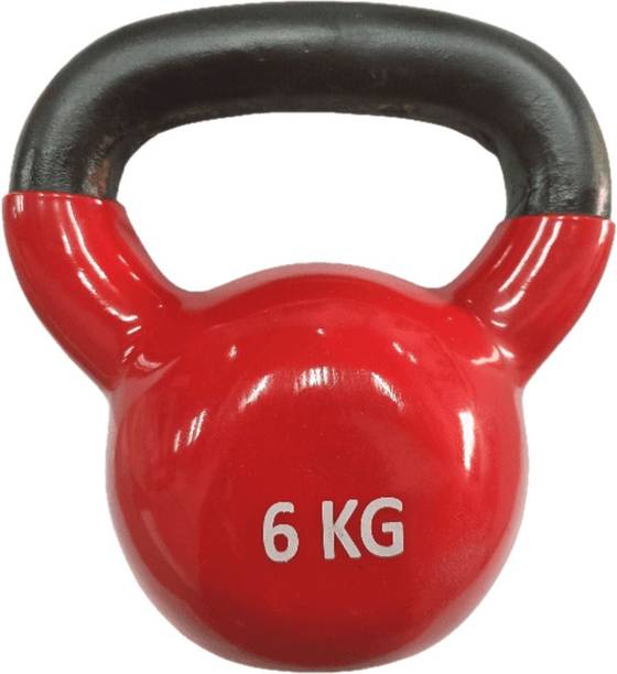 MusclePlus 6kg Vinyl Coated Cast Iron Kettlebell for men & Women Black, Red Kettlebell