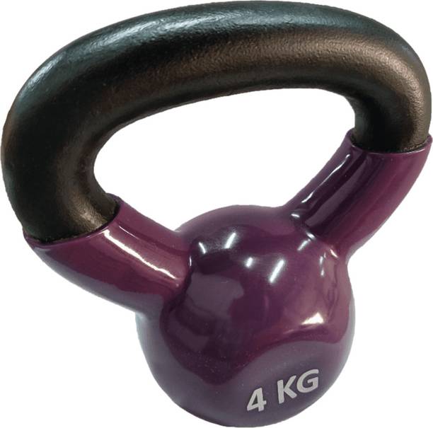 SRIDAYA 4kg Vinyl Coated Cast Iron Kettlebell for men & Women Purple, Black Kettlebell