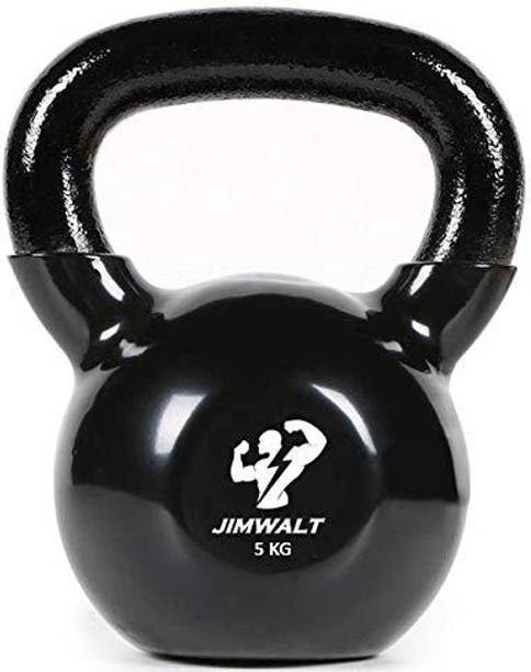 JIMWALT The Indian Made Black Series Premium Half Coated Vinyl Cast Iron Black Kettlebell