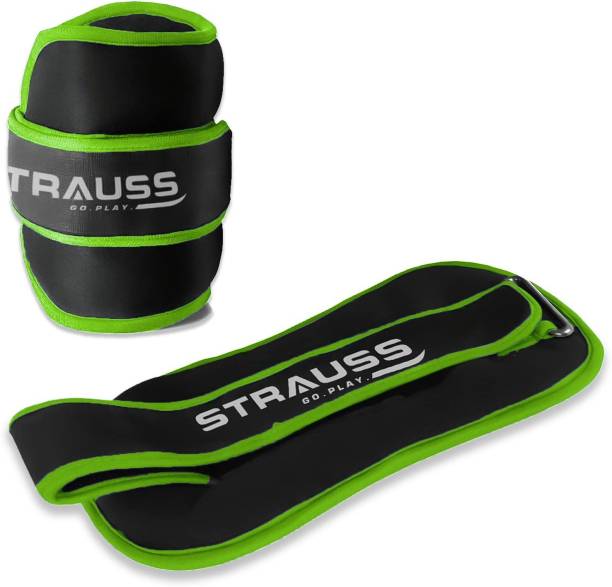 Strauss (2 Kg x 2) Round Shape Ankle Weight | Wrist & Leg Weight, 2Kg Each, Pair Green Ankle & Wrist Weight