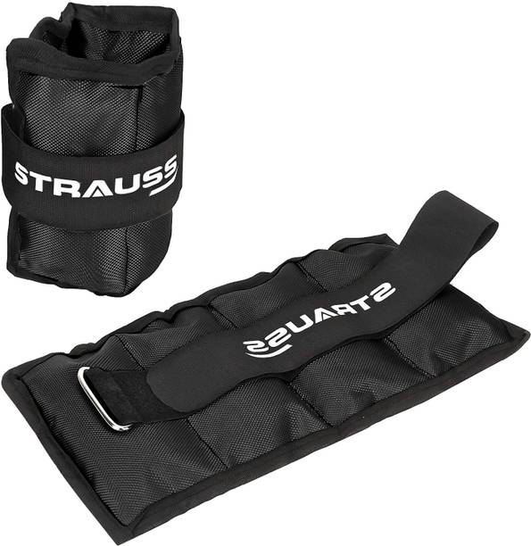 Strauss (0.5 Kg x 2) Ankle Weight | Wrist & Leg Weights Cuff, 0.5Kg Each, Pair Black Ankle & Wrist Weight