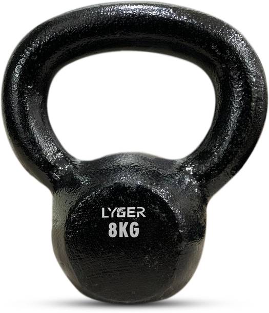 LYGER Kettlebell for Strength/Fitness/Kettle Bell for Home Gym Black Kettlebell