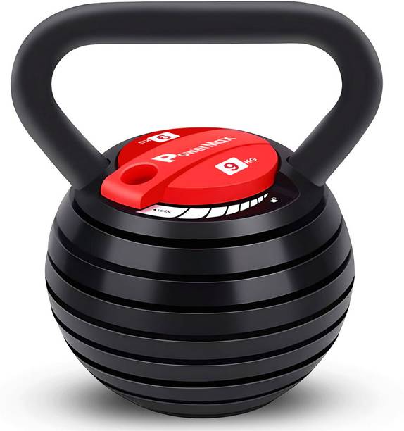 Powermax Fitness "KAD-9 7-in-1 Adjustable Weight for Home-Gym, 2.5 Lbs to 20 Lbs Black Kettlebell