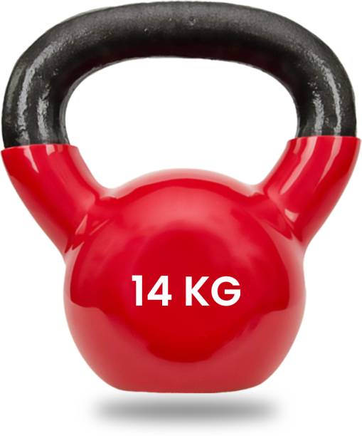 Strauss Vinyl Coated Premium Kettlebell | Kettle bell For Gym & Workout, 14 Kg Red Kettlebell