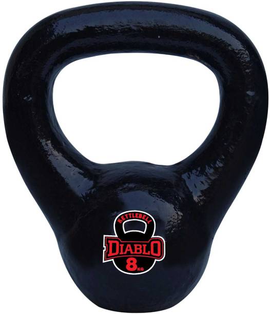 DIABLO Premium Fitness Solid Cast Iron Kettlebell Weights (8kg) Black Kettlebell