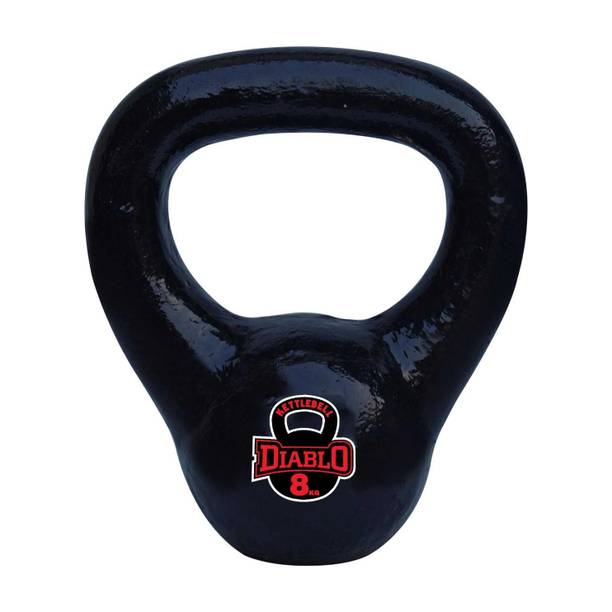 DIABLO Premium Fitness Solid Cast Iron Kettlebell Weights (8kg) Black Kettlebell