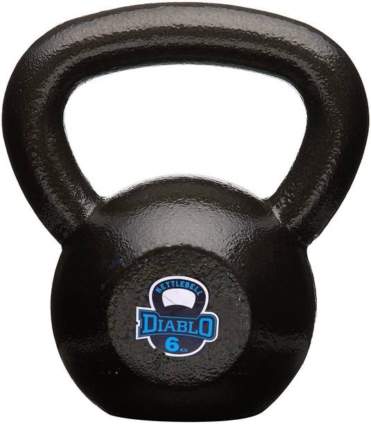 DIABLO Premium Fitness Solid Cast Iron Kettlebell Weights (6kg) Black Kettlebell