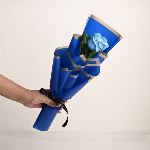 Floweraura Fresh Live Flower Bouquet of Single Blue Rose Flower Roses Bouquets