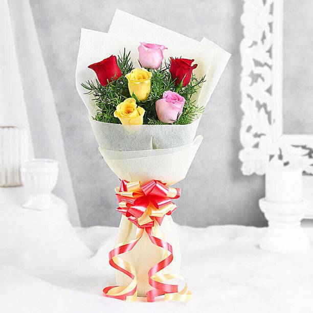 FNP Fresh Multicolor Roses Bouquets