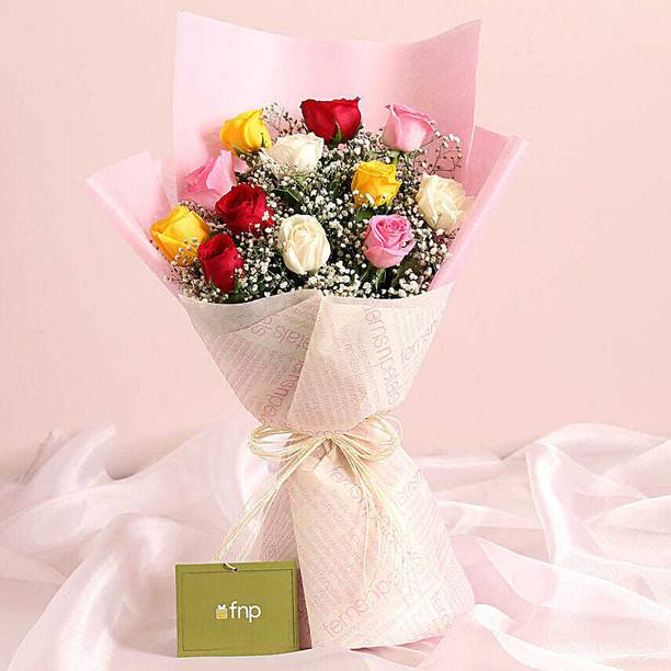 FNP Fresh Multicolor Roses Bouquets