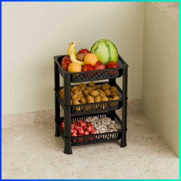 PIPASA ETHINIC 4-Layer Multipurpose Plastic Kitchen Storage Rack14 Plastic Fruit & Vegetable Basket