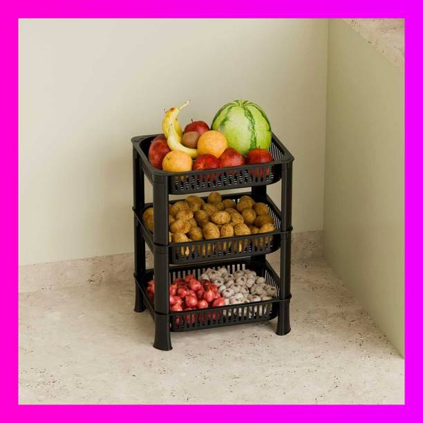 PIPASA ETHINIC 4-Layer Multipurpose Plastic Kitchen Storage Rack12 Plastic Fruit & Vegetable Basket