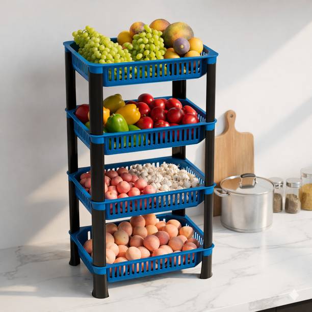 Biltoxi 4 Layer Multipurpose Plastic Kitchen Storage Basket for Home & Office Plastic Fruit & Vegetable Basket