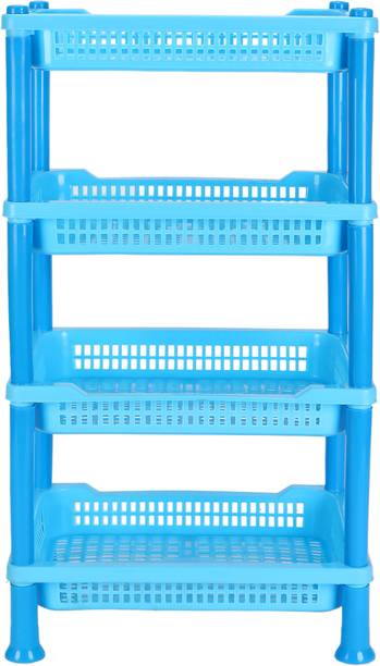 Peapod Plastic 4 Tyre Multipurpose Basket Stand Rack Fruits Onion, Potato, Vegetables Plastic Fruit & Vegetable Basket